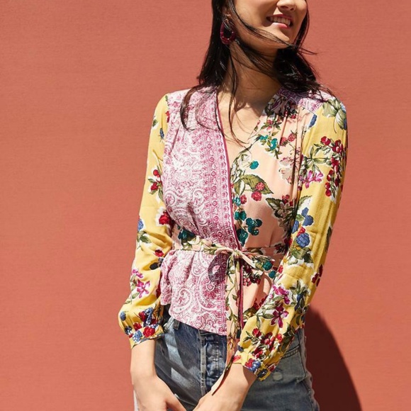 ANTHROPOLOGIE Wrap Blouse Meadow Rue 6 14 NWT - Picture 1 of 3